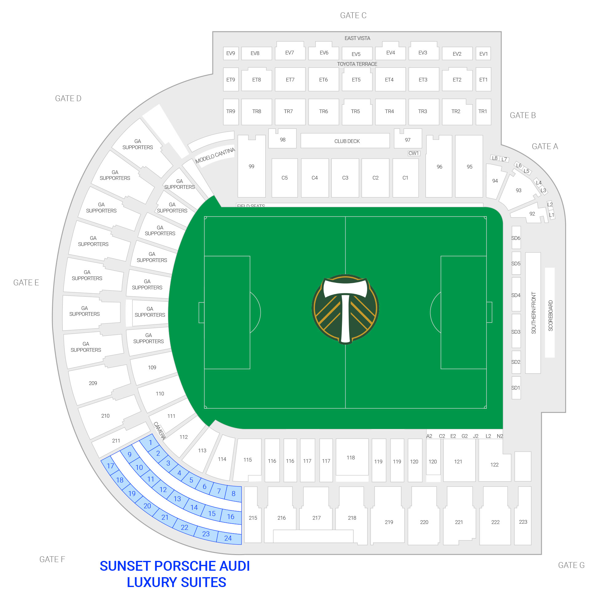 Providence Park / Portland Timbers Suite Map and Seating Chart